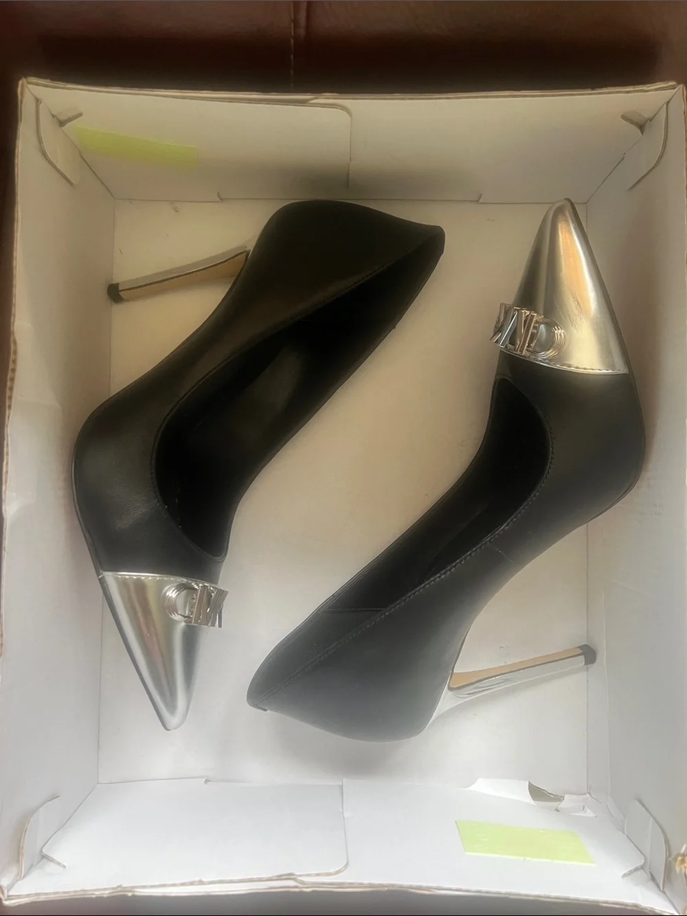 Michael Kors Black Pumps with Silver Pointed-Toe Caps